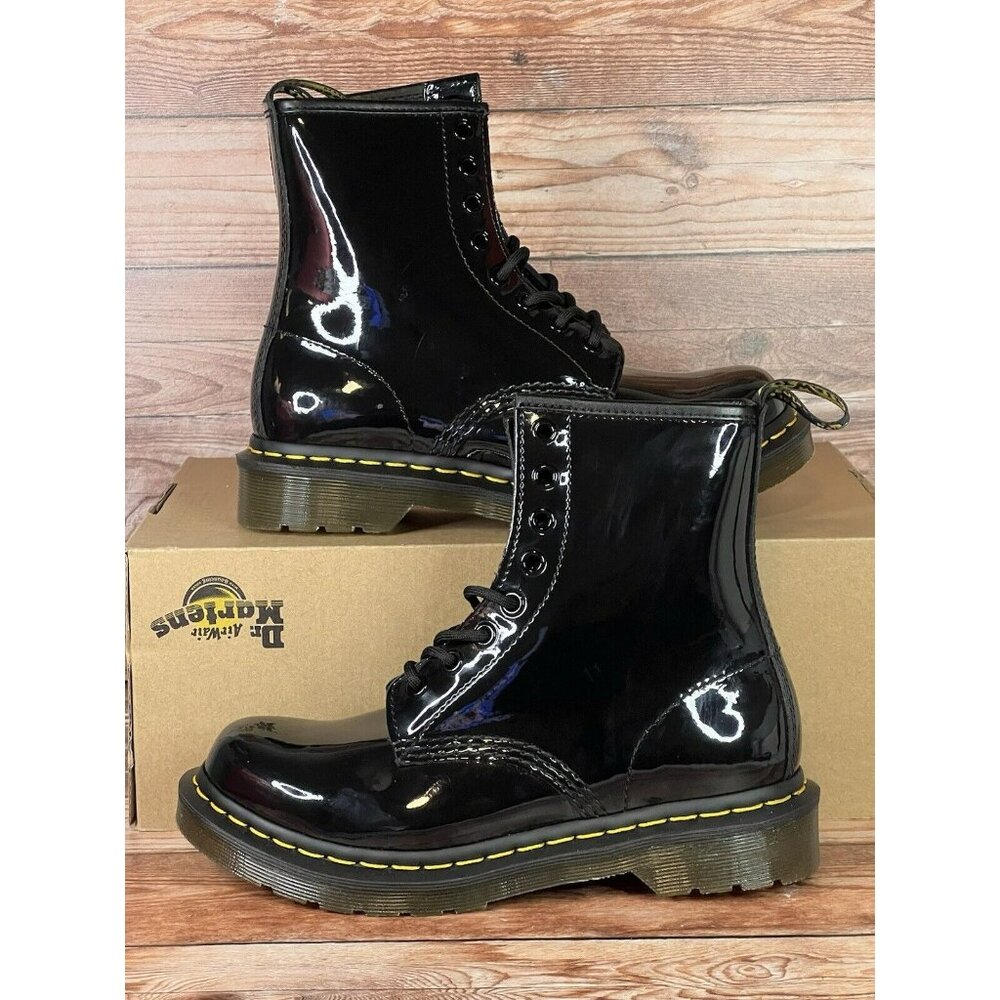 Dr Martens 1460 W Patent Lamper Size 6 Womens Black Boots 11821011 New